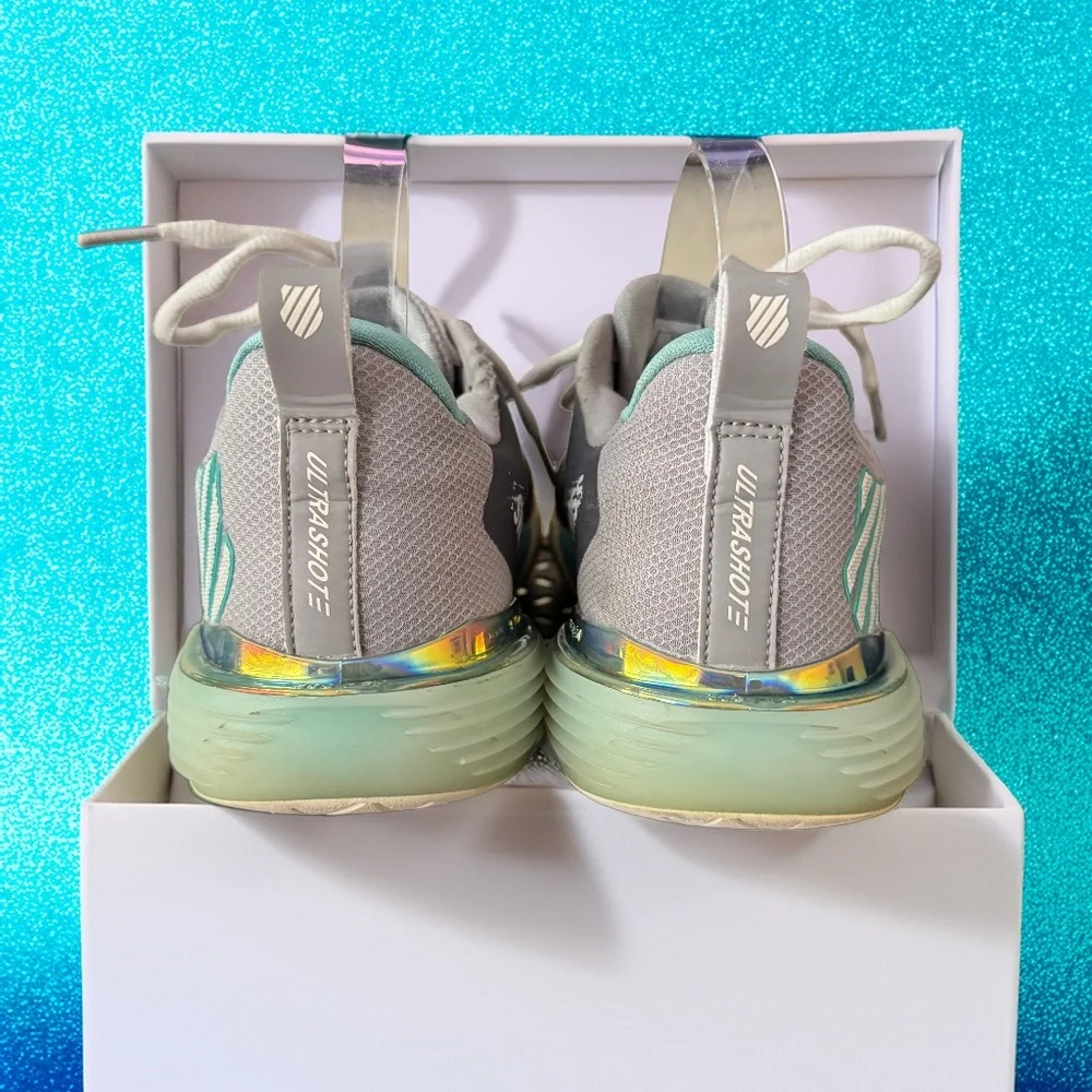 K-Swiss Ultrashot 3 Tennis Shoes Alloy Brilliant White Turquoise Women's‎ 8.5
